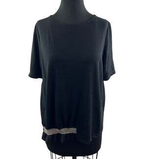Fabiana Filippi Black Silk Blend Top Short Sleeves Round Neckline Size IT 40 XS